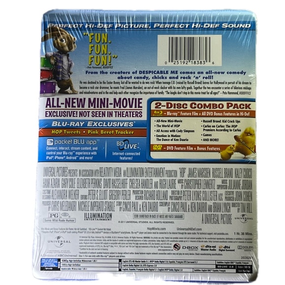 Hop Blu-ray + DVD 2-Disc Combo Pack Sealed Family Comedy Illumination Universal - Picture 2 of 2